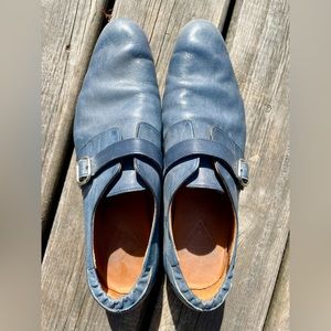 Fluevog blue Gateway Johnston single monkstrap leather shoes